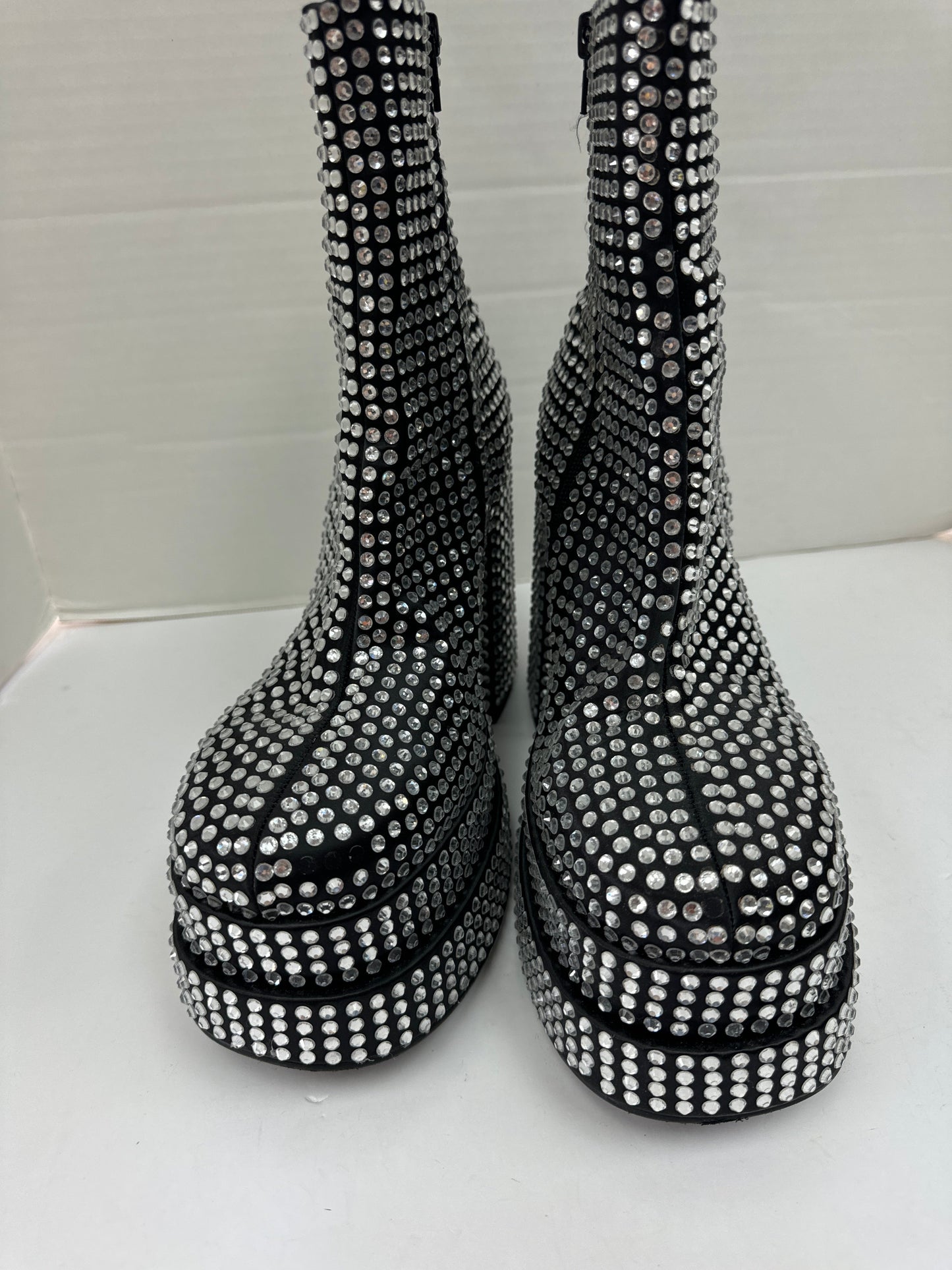 Silver Boots Ankle Heels Steve Madden, Size 11