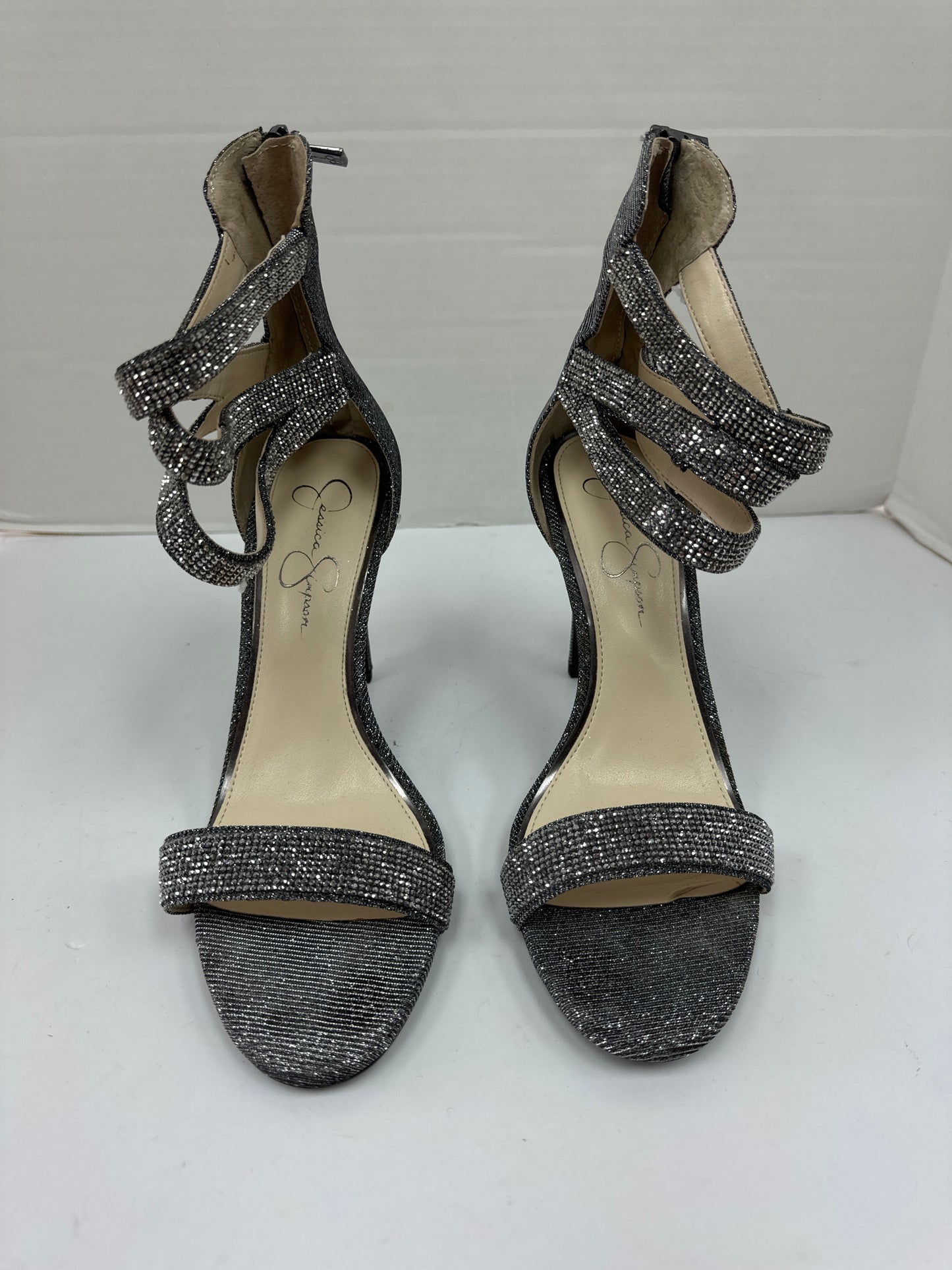 Silver Sandals Heels Stiletto Jessica Simpson, Size 10