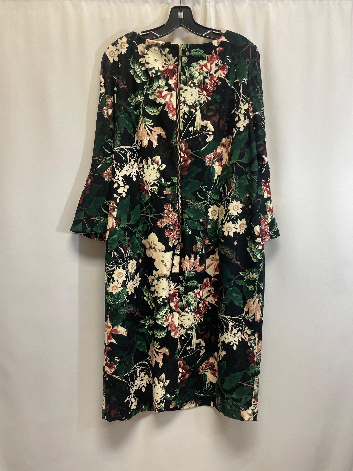 Dress Casual Midi By Calvin Klein In Black & Green, Size: 1x