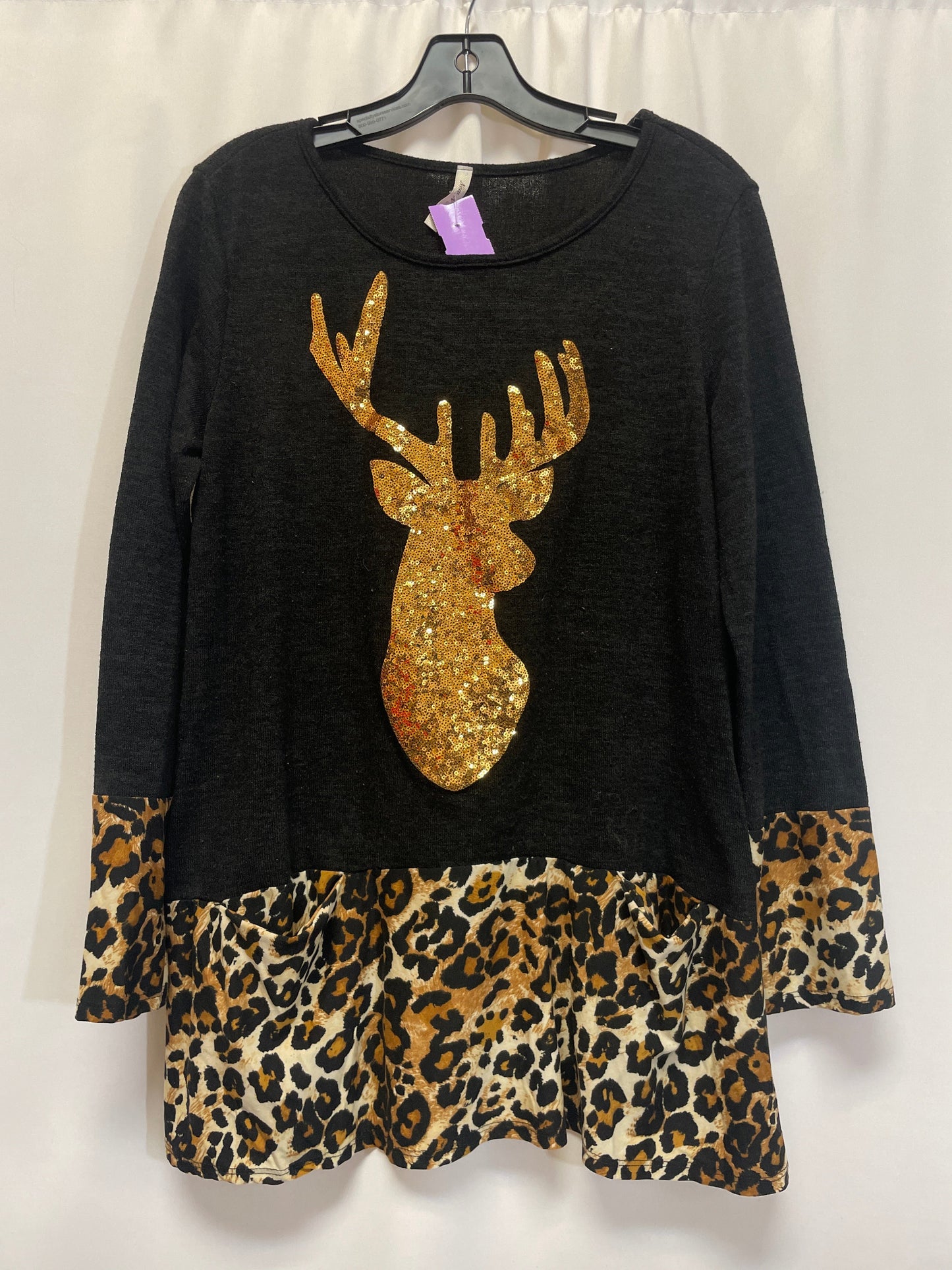 Animal Print Top Long Sleeve Cmf, Size M