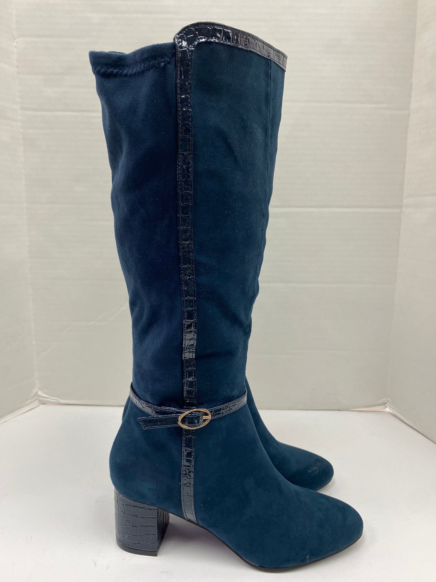 Blue Boots Mid-calf Heels Karen Scott, Size 7.5