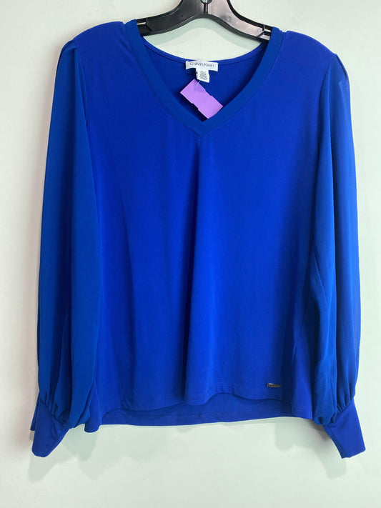 Top Long Sleeve By Calvin Klein In Blue, Size: S