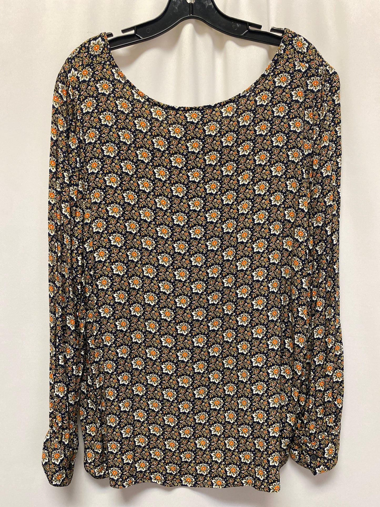 Blue & Yellow Top Long Sleeve Loft, Size Xl