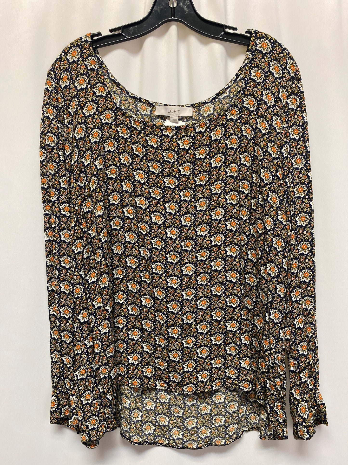 Blue & Yellow Top Long Sleeve Loft, Size Xl