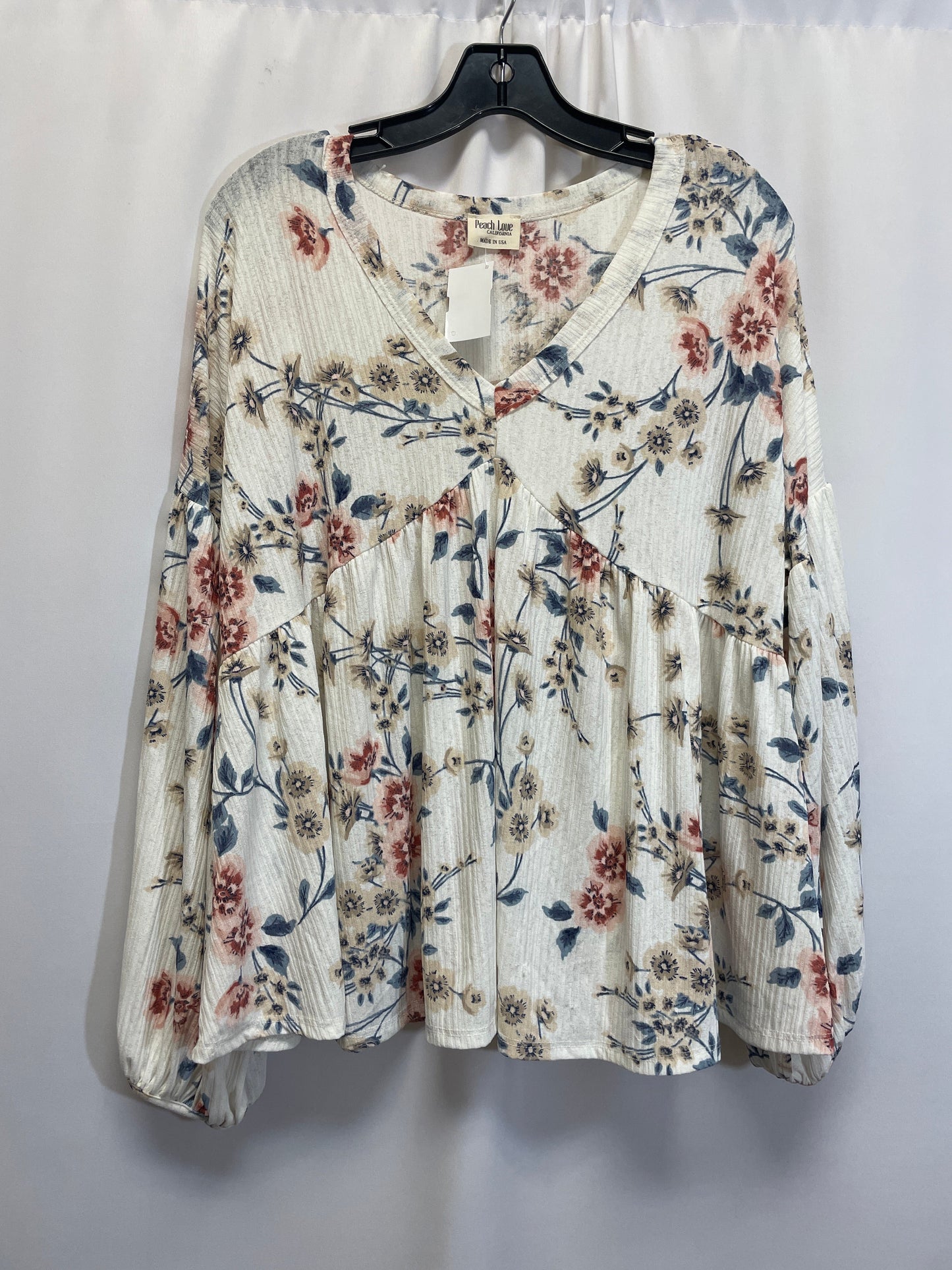 Top Long Sleeve By Peach Love Cream California In Cream, Size: L