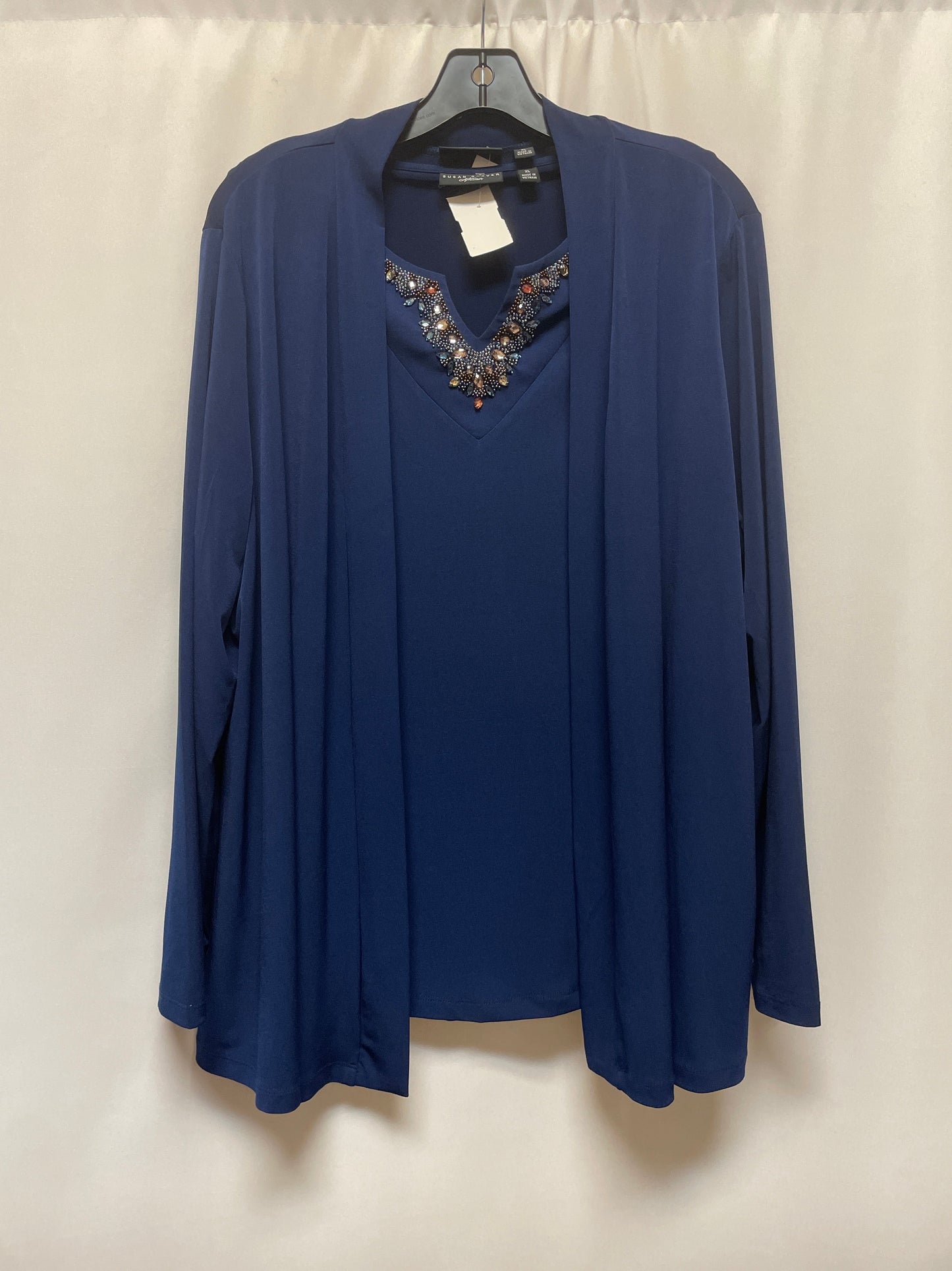 Cardigan By Susan Graver In Blue, Size: Xl