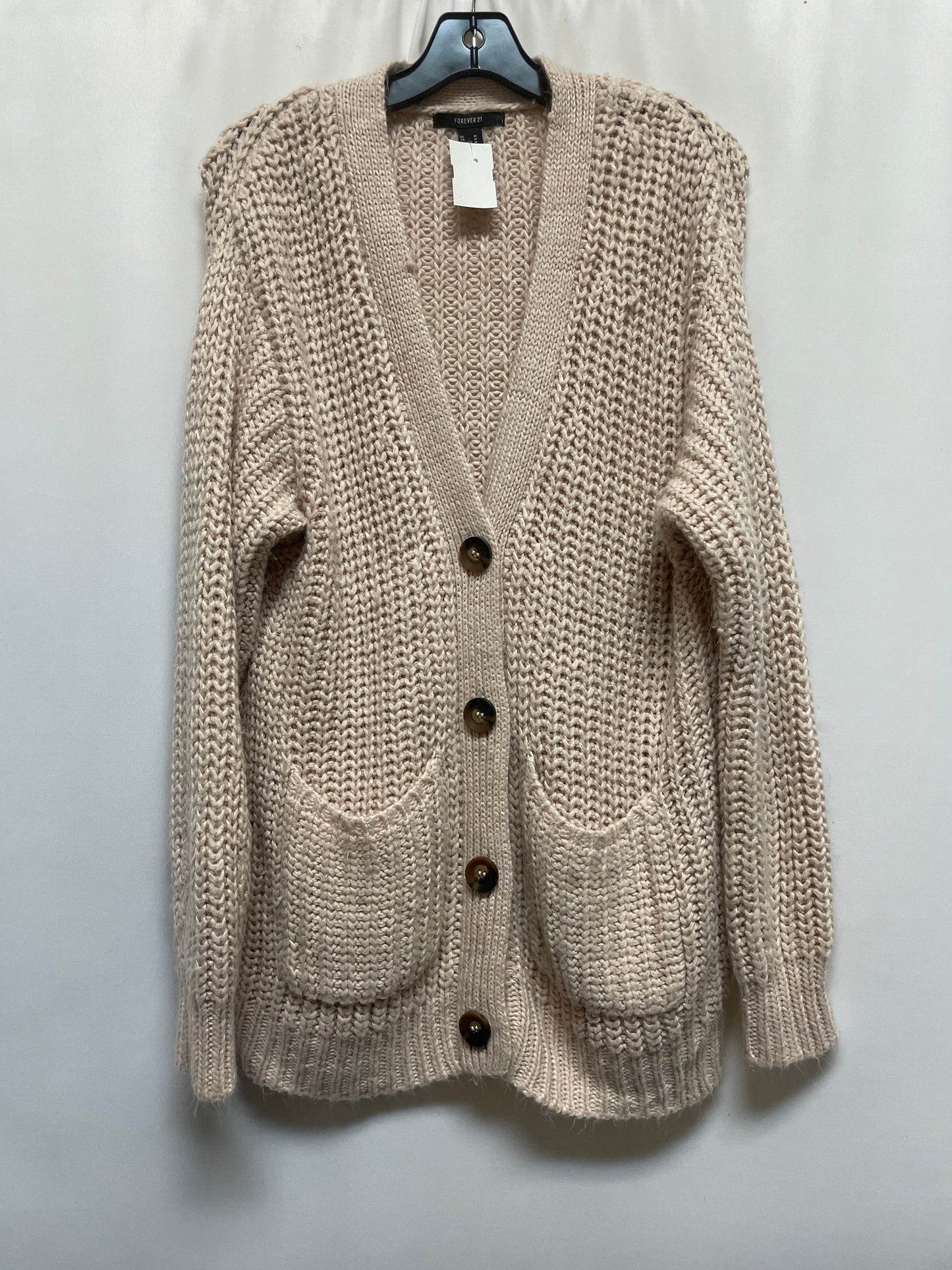 Sweater Cardigan By Forever 21 In Pink, Size: M