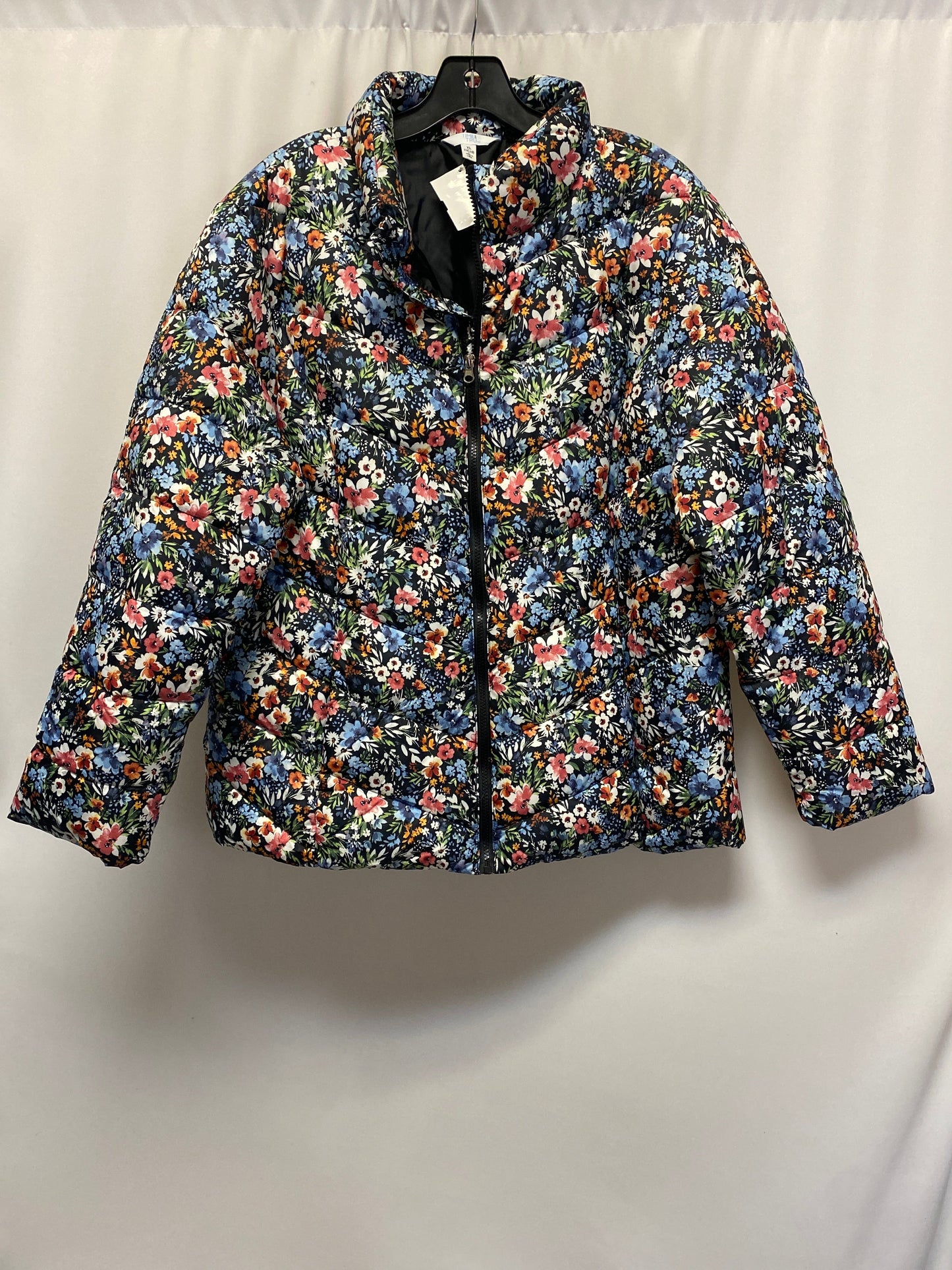 Coat Puffer & Quilted By Time And Tru In Floral Print, Size: Xl