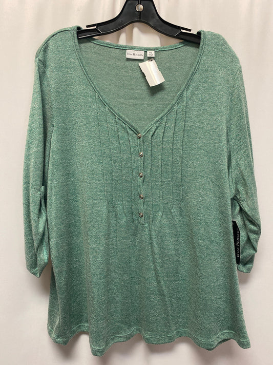 Top 3/4 Sleeve By Kim Rogers In Green, Size: Petite   Xl