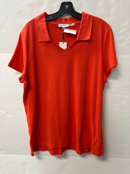 Top Short Sleeve By Calvin Klein In Orange, Size: Xl