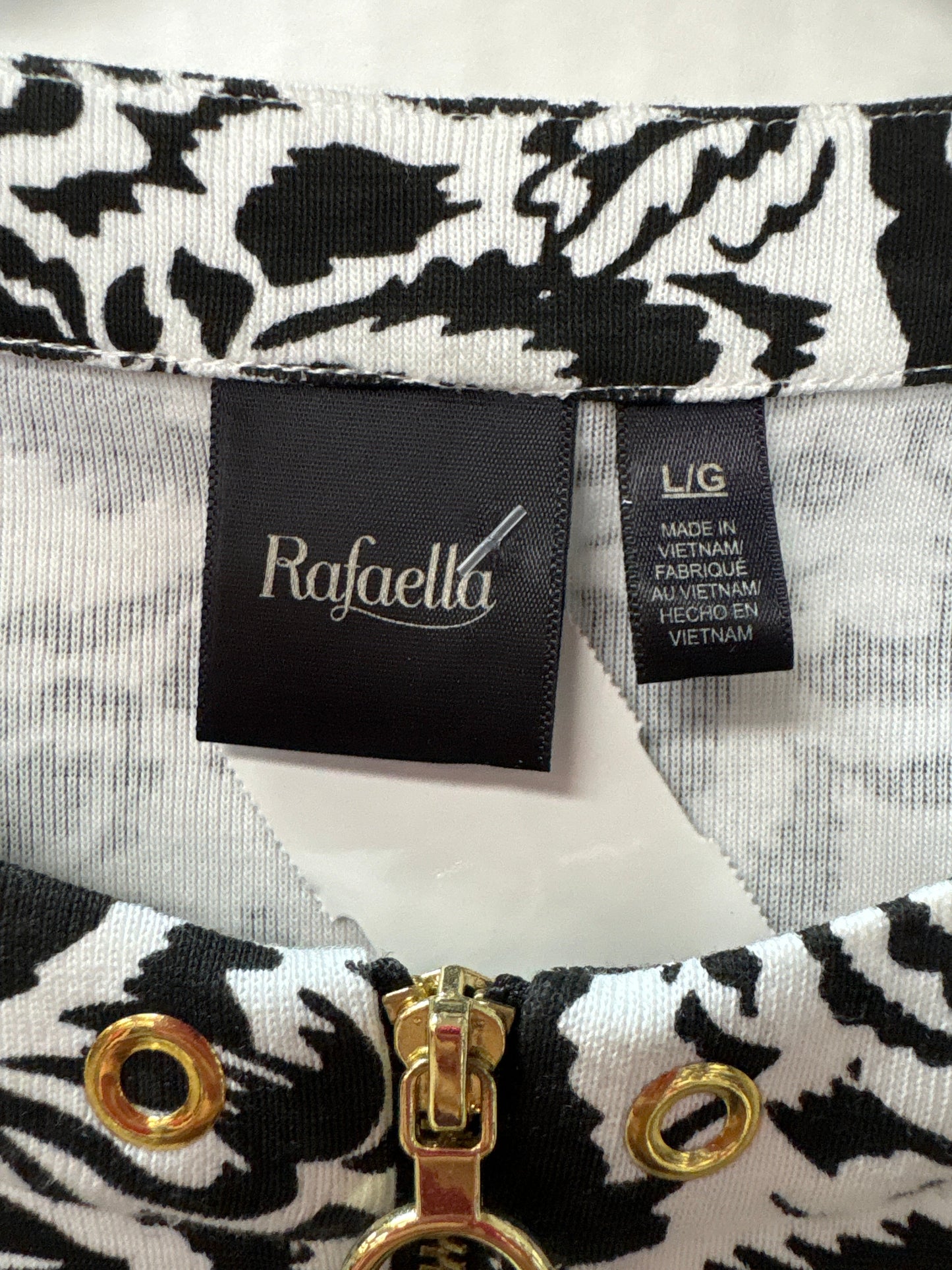 Top 3/4 Sleeve By Rafaella In Black & White, Size: L