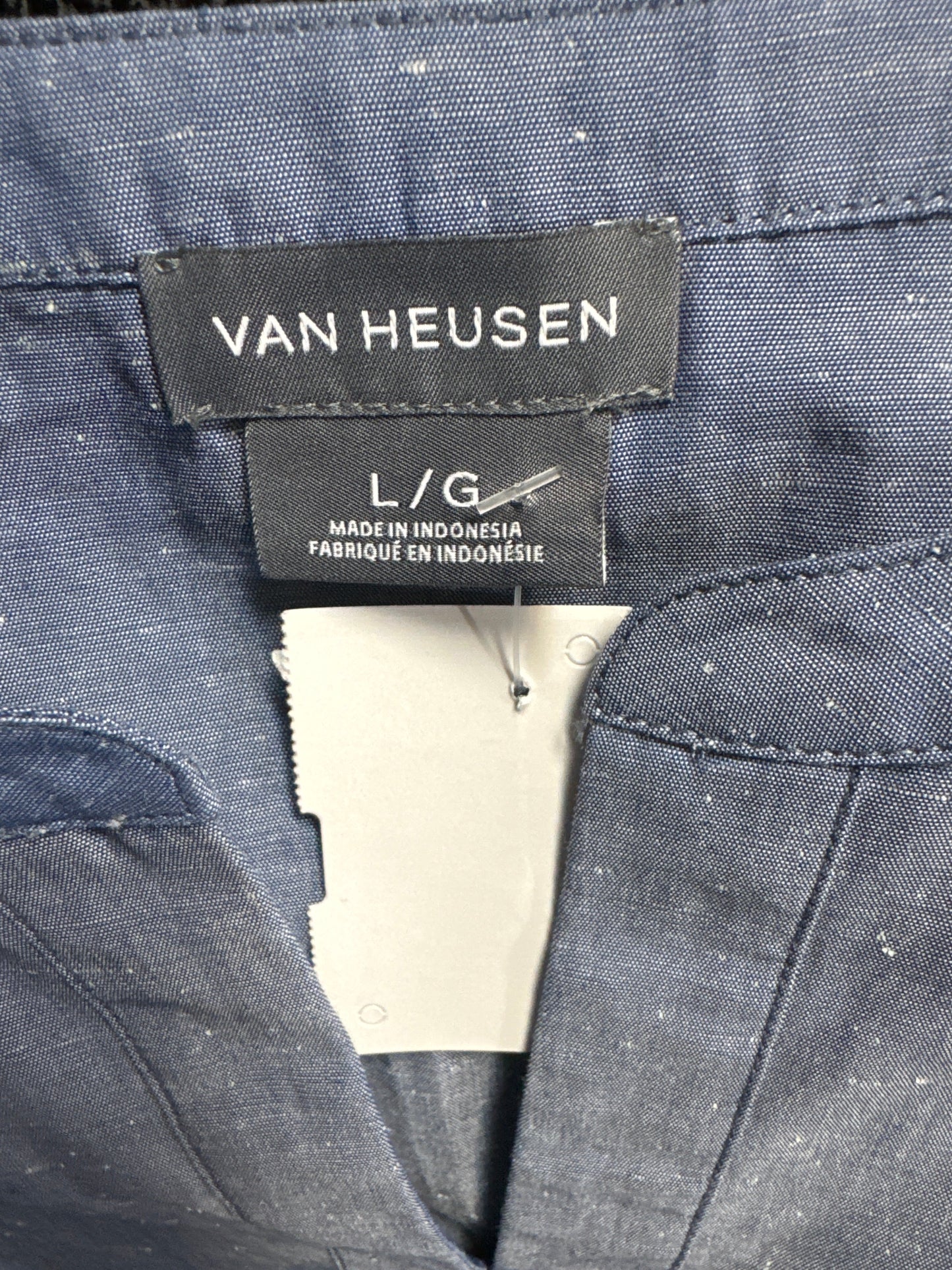 Top Long Sleeve By Van Heusen In Blue, Size: L