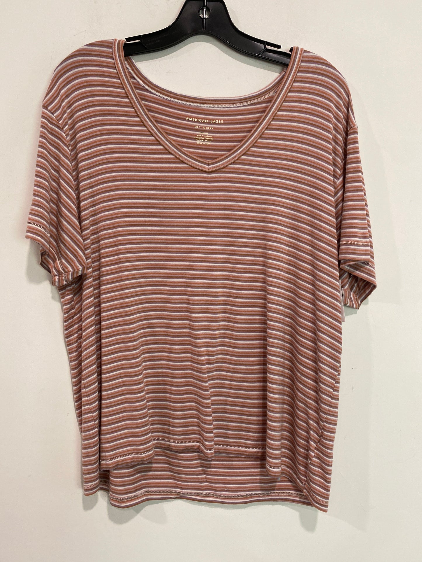 Top Short Sleeve By American Eagle In Orange, Size: M