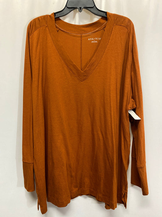 Top Long Sleeve By Ava & Viv In Brown, Size: 3x