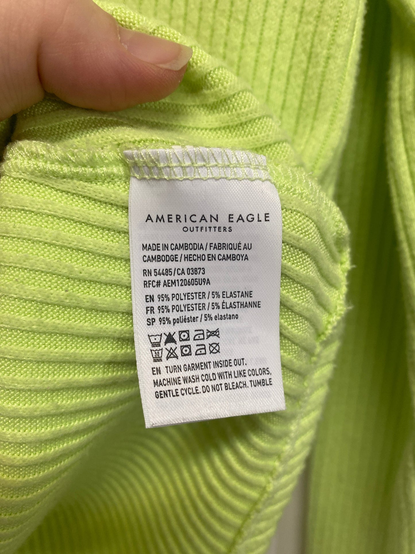 Top Long Sleeve By American Eagle In Green, Size: S