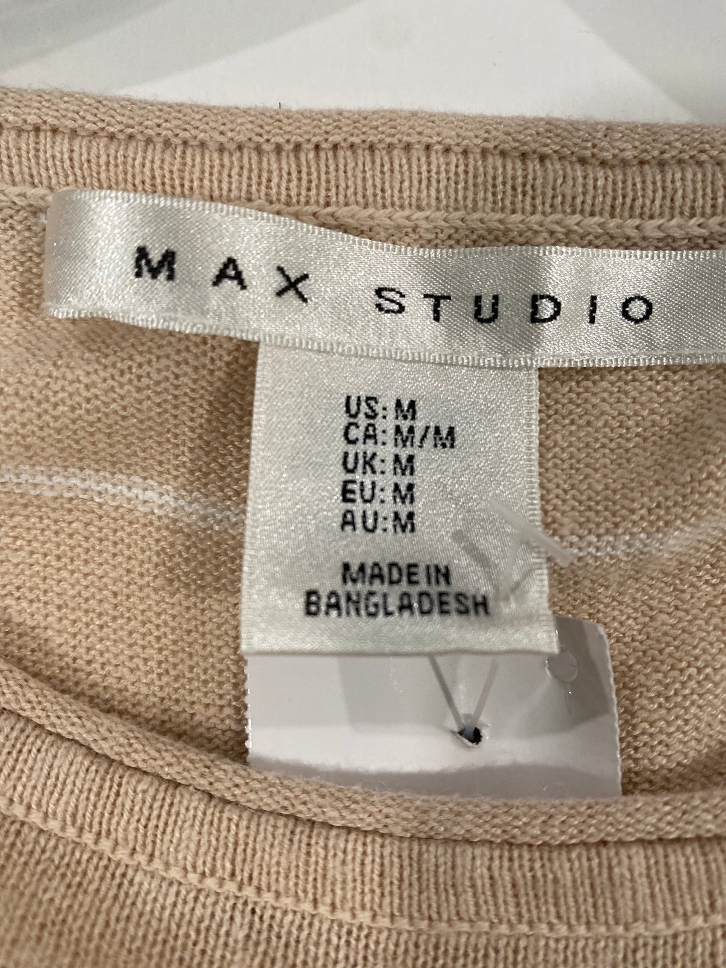 Top Short Sleeve By Max Studio In Beige, Size: M