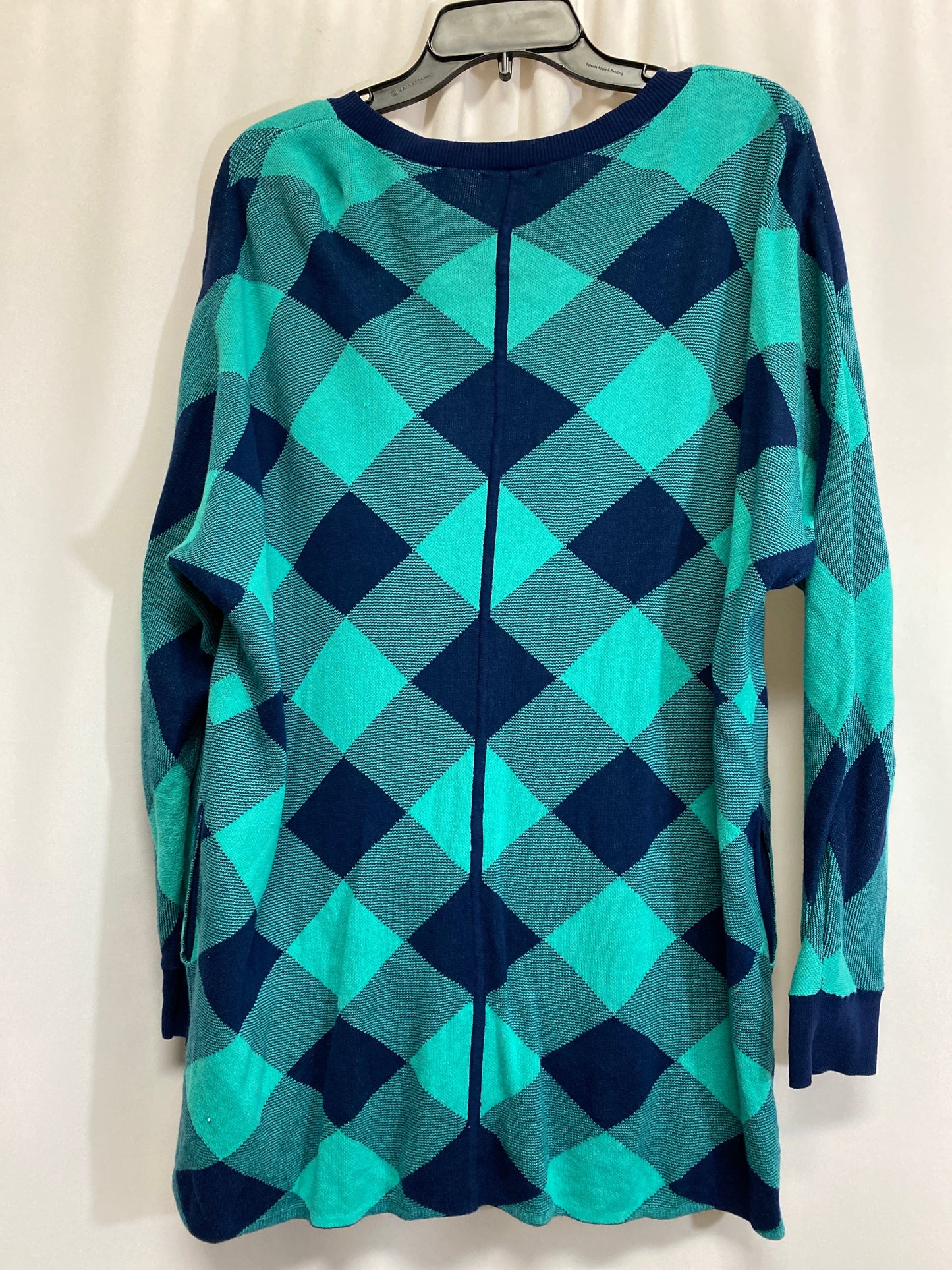 Sweater By Lands End In Blue & Green, Size: Xl