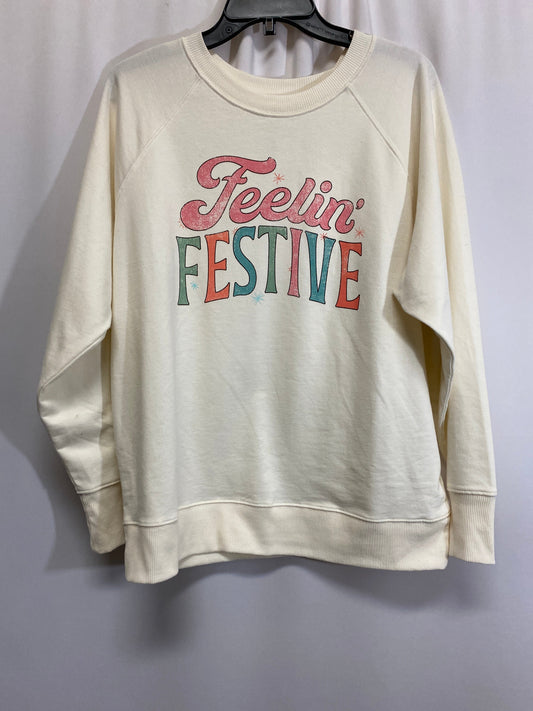 Top Long Sleeve By Maurices In Cream, Size: L