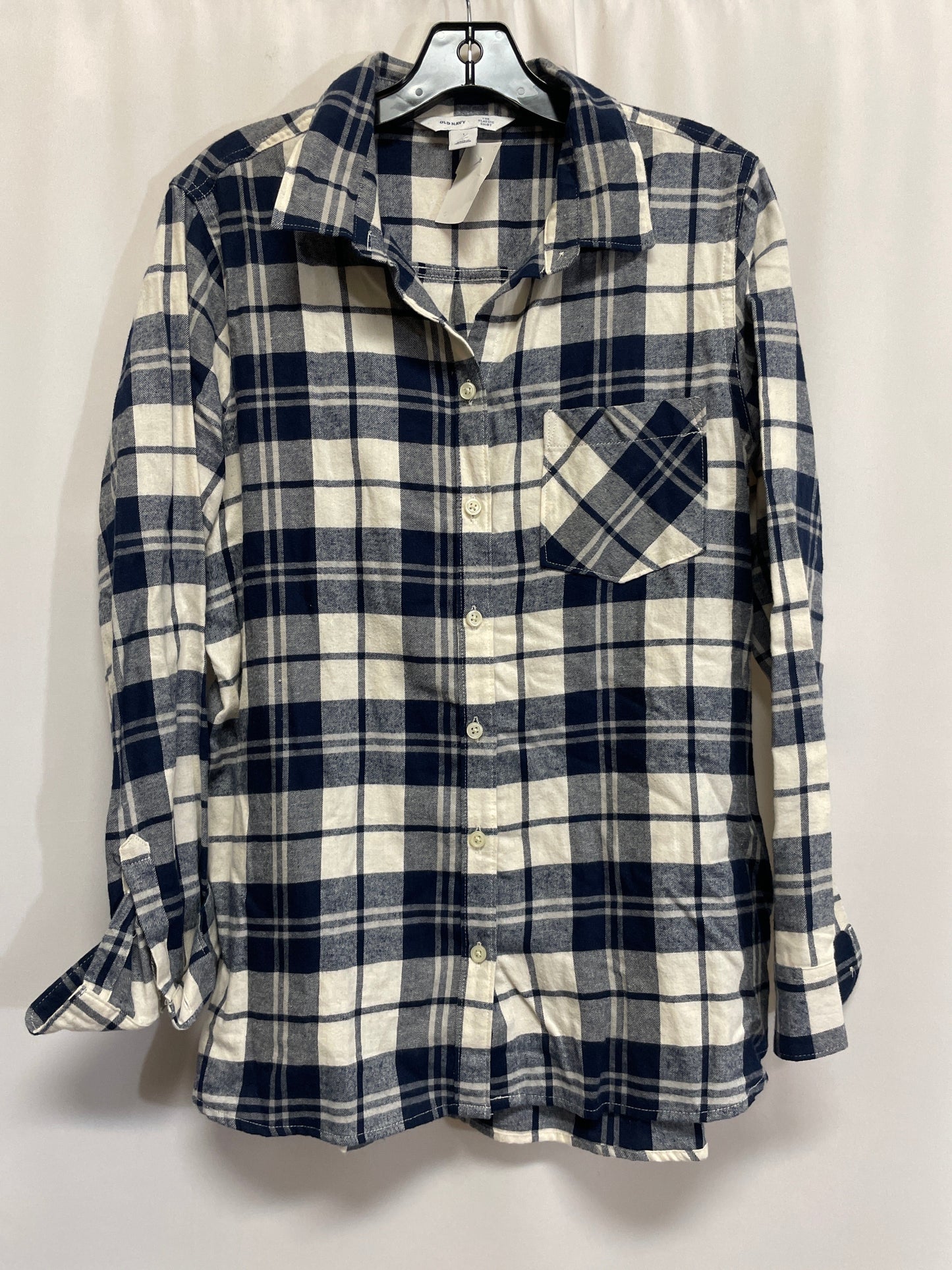 Top Long Sleeve By Old Navy In Blue & White, Size: L