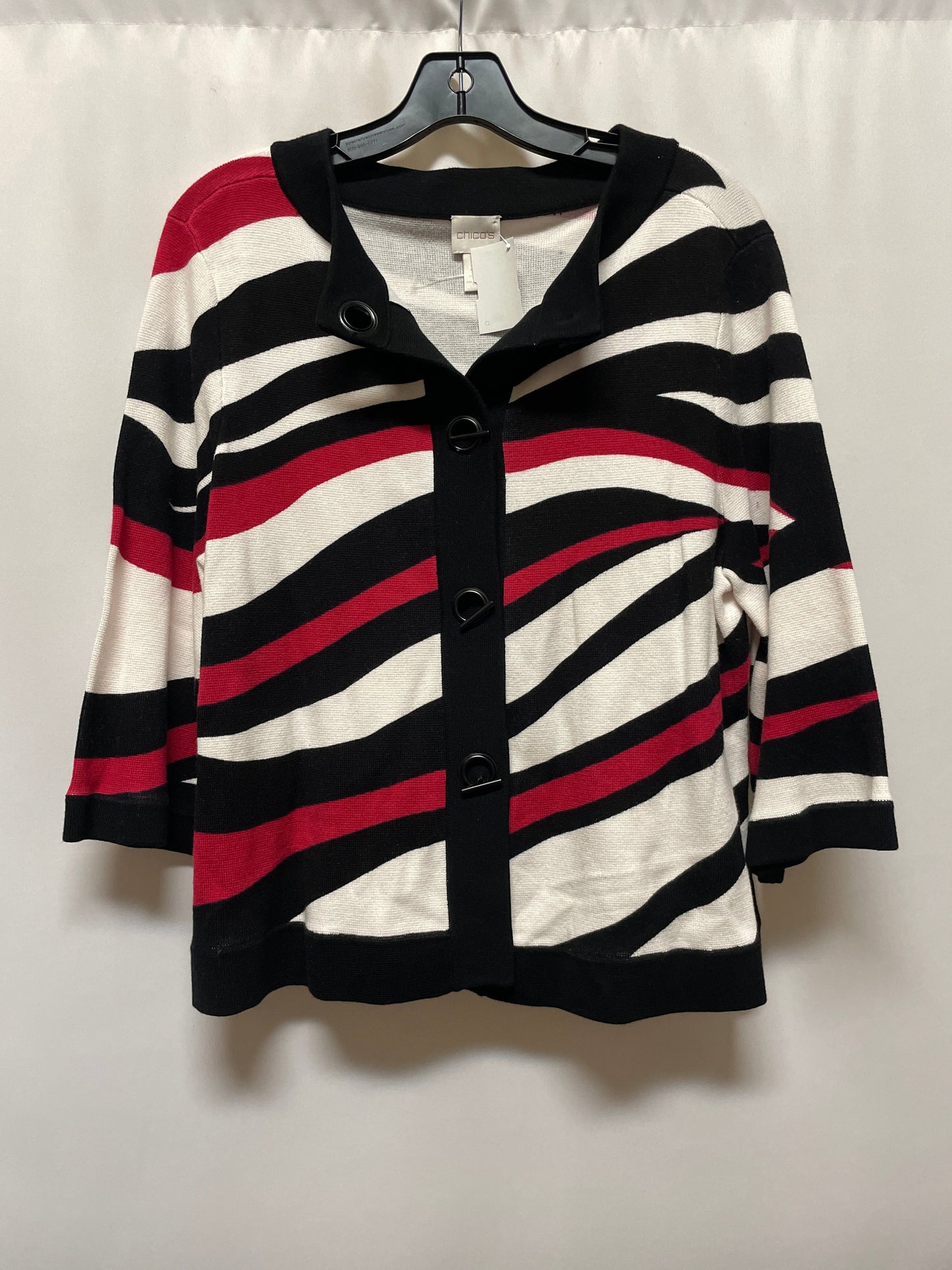 Cardigan By Chicos In Black & Red, Size: L