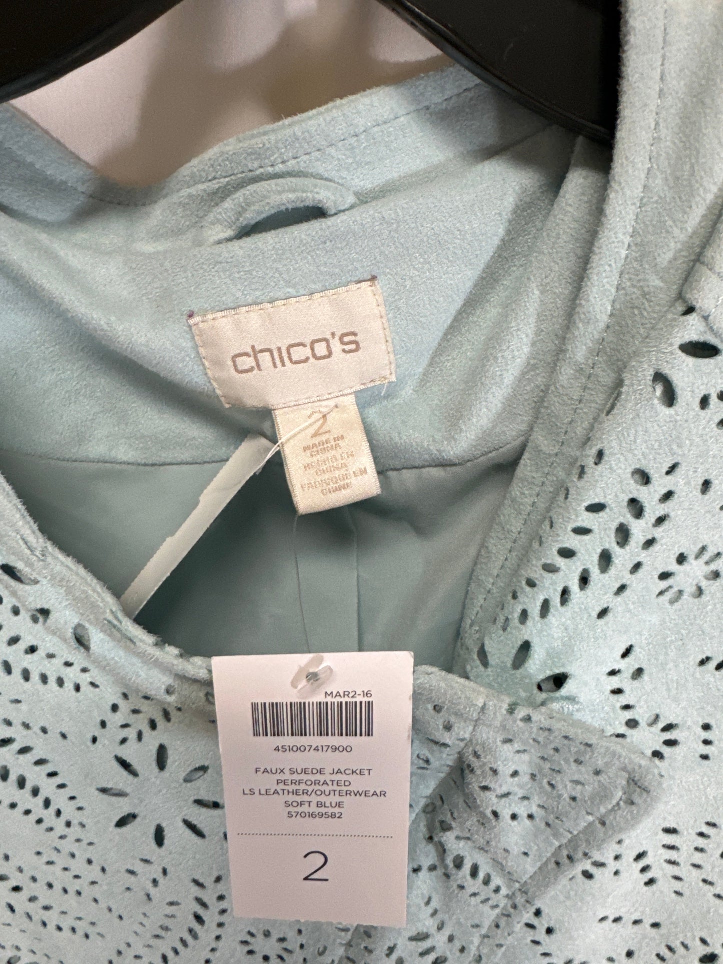 Jacket Moto By Chicos In Blue, Size: L