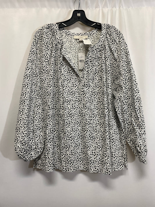 Top Long Sleeve By Loft In Black & White, Size: L