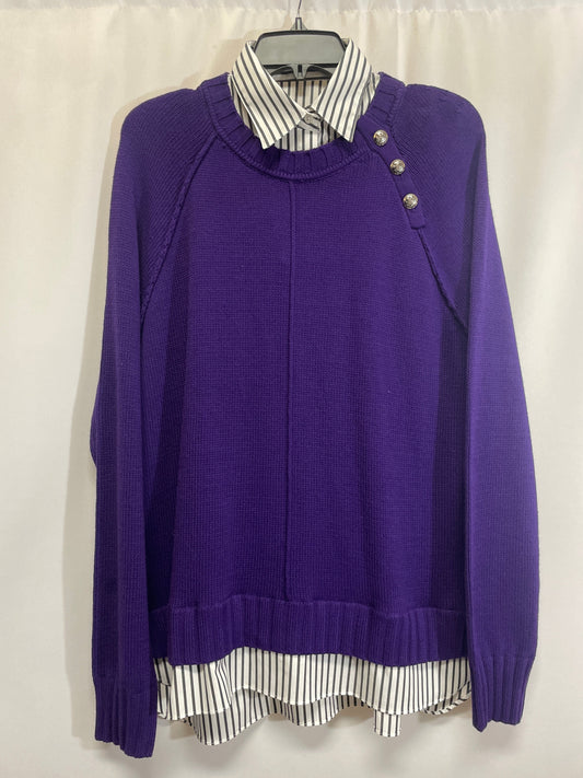 Sweater By Lauren By Ralph Lauren In Purple, Size: Xl