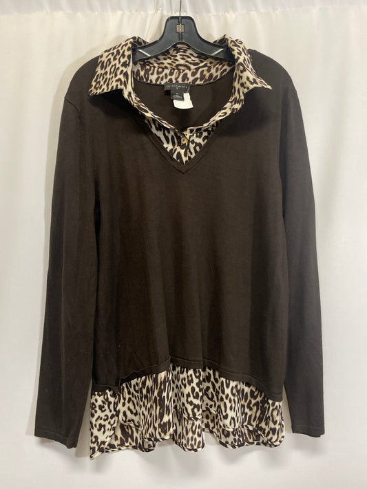 Top Long Sleeve By Top Moda In Animal Print, Size: 1x