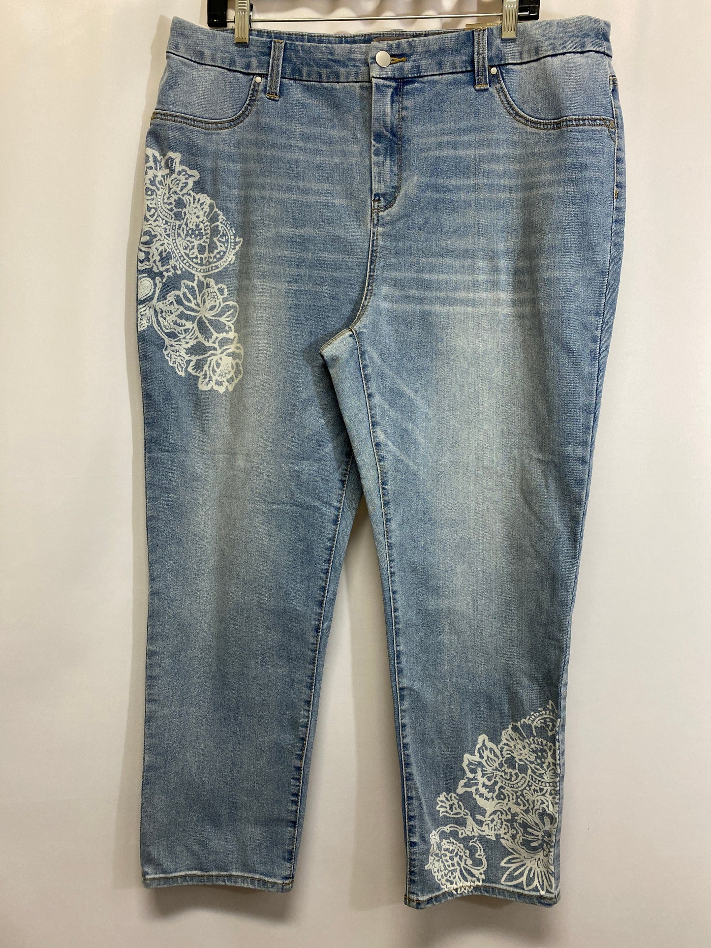 Jeans Straight By Chicos In Blue Denim, Size: 16