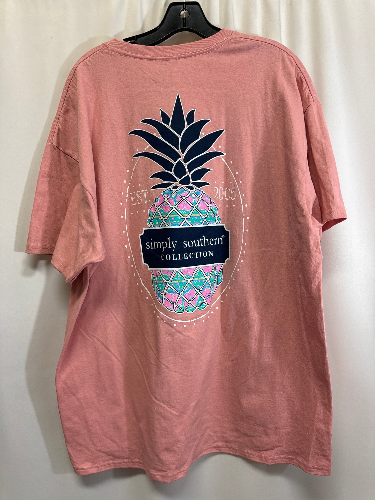 Top Short Sleeve By Simply Southern In Peach, Size: Xl