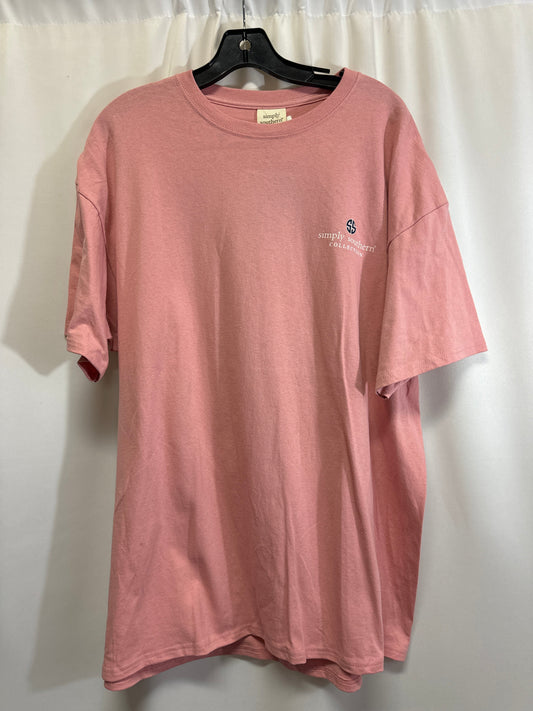 Top Short Sleeve By Simply Southern In Peach, Size: Xl