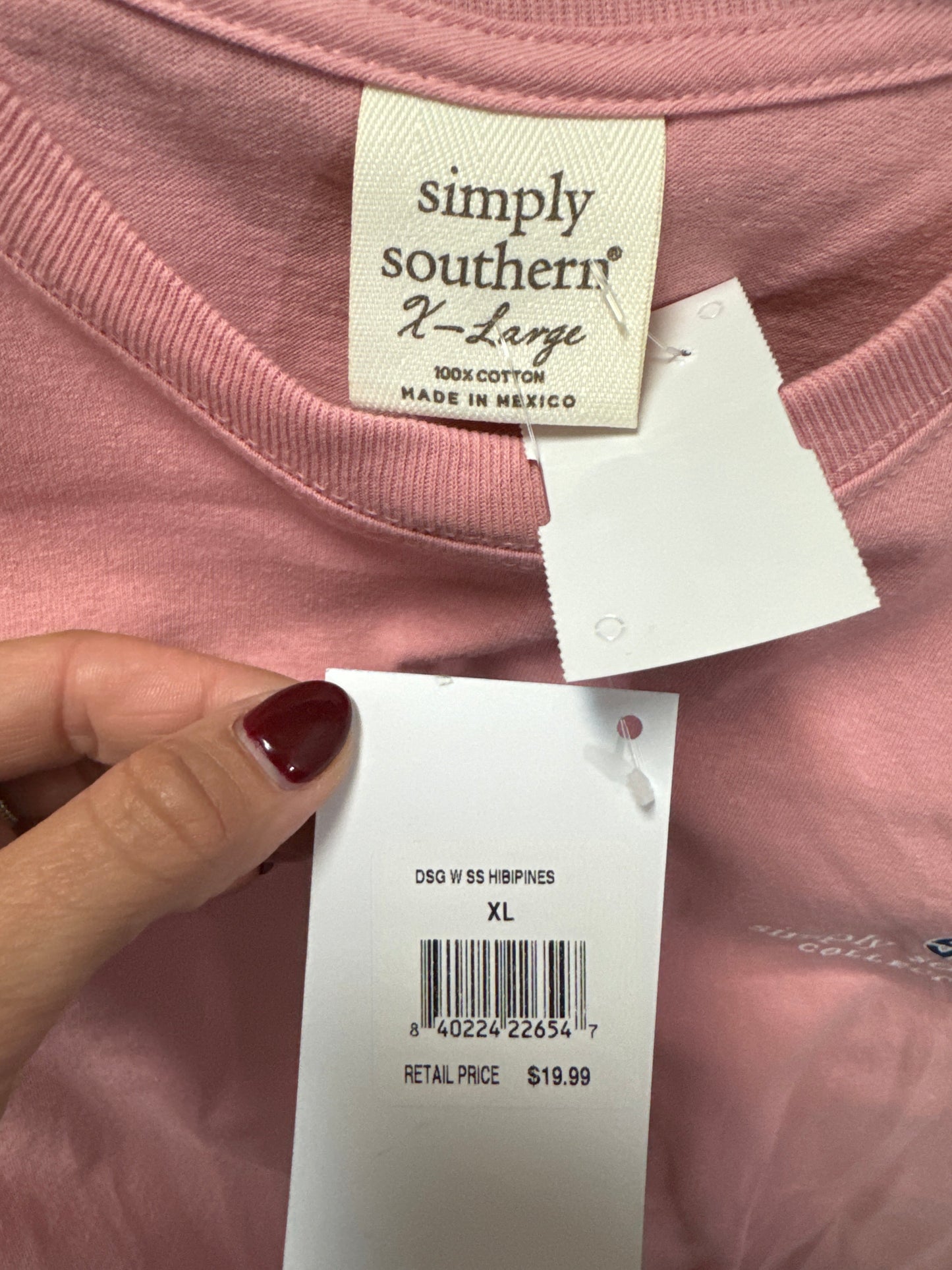 Top Short Sleeve By Simply Southern In Peach, Size: Xl