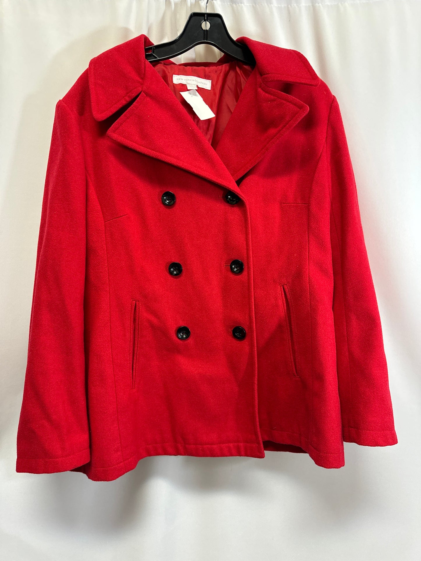 Coat Peacoat By New York And Co In Red, Size: Xl