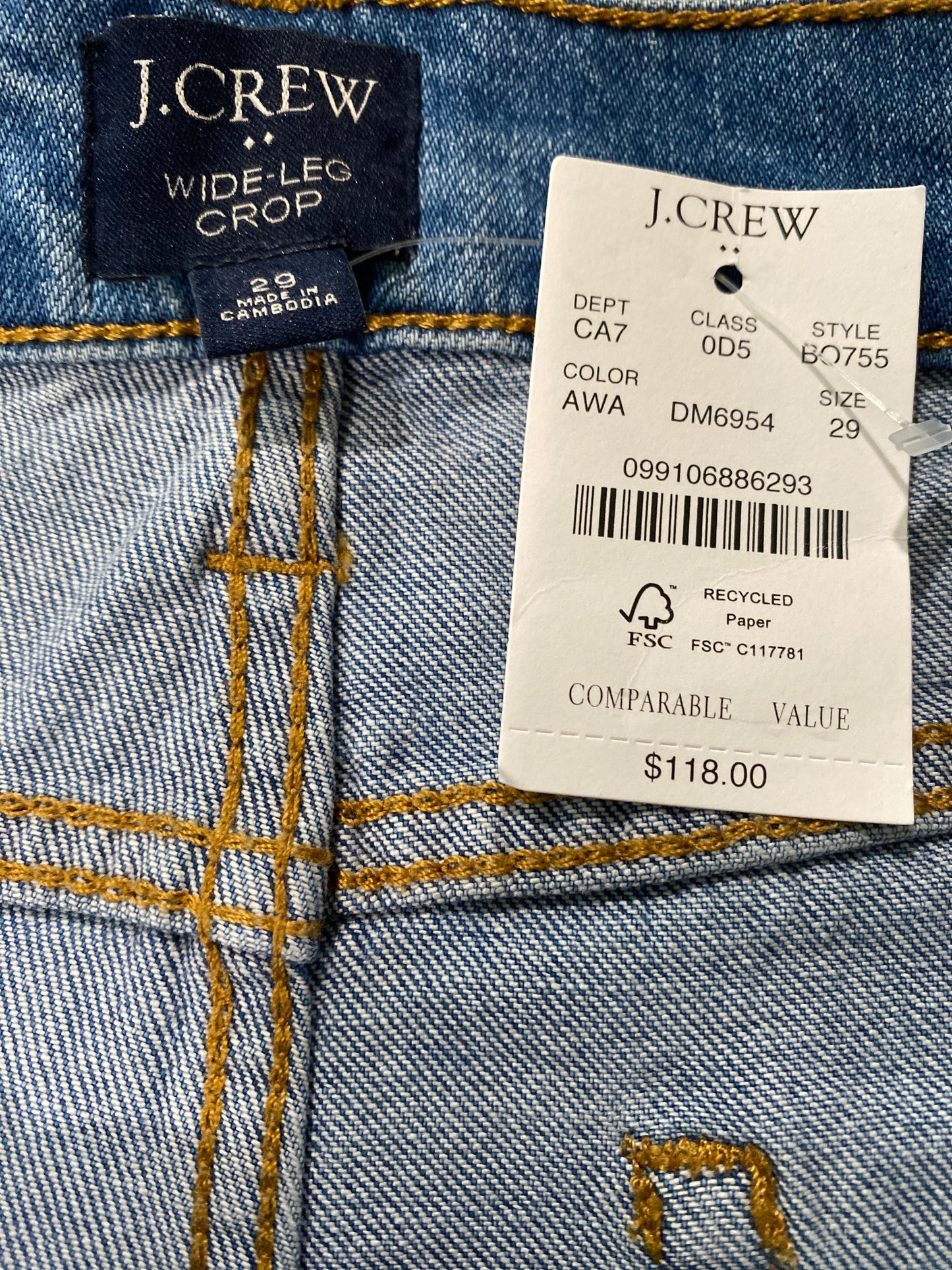 Jeans Wide Leg By J. Crew In Blue Denim, Size: 8