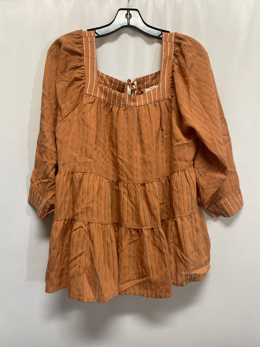 Top Long Sleeve By Easel In Brown, Size: S