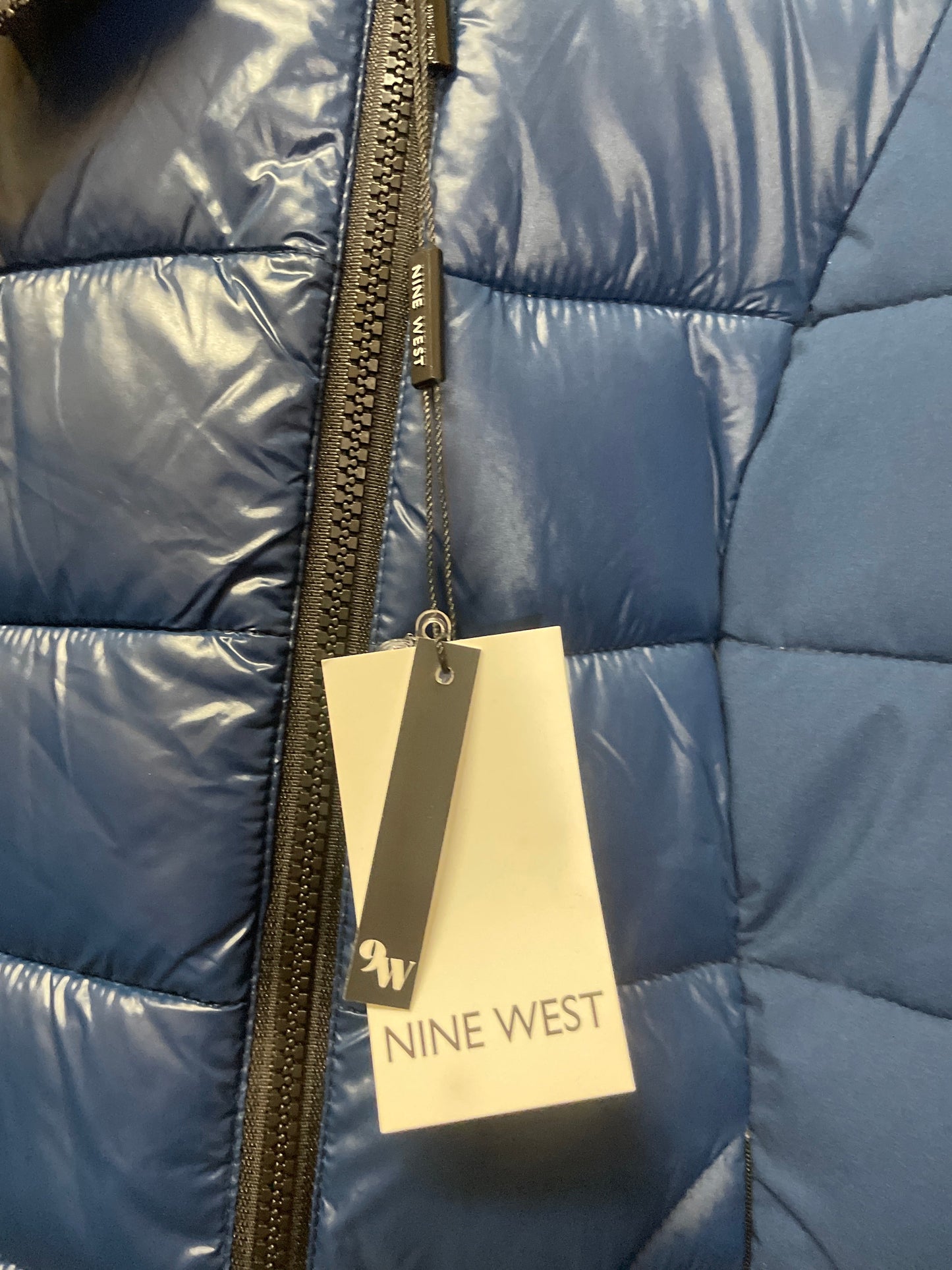 Coat Puffer & Quilted By Nine West In Blue, Size: M