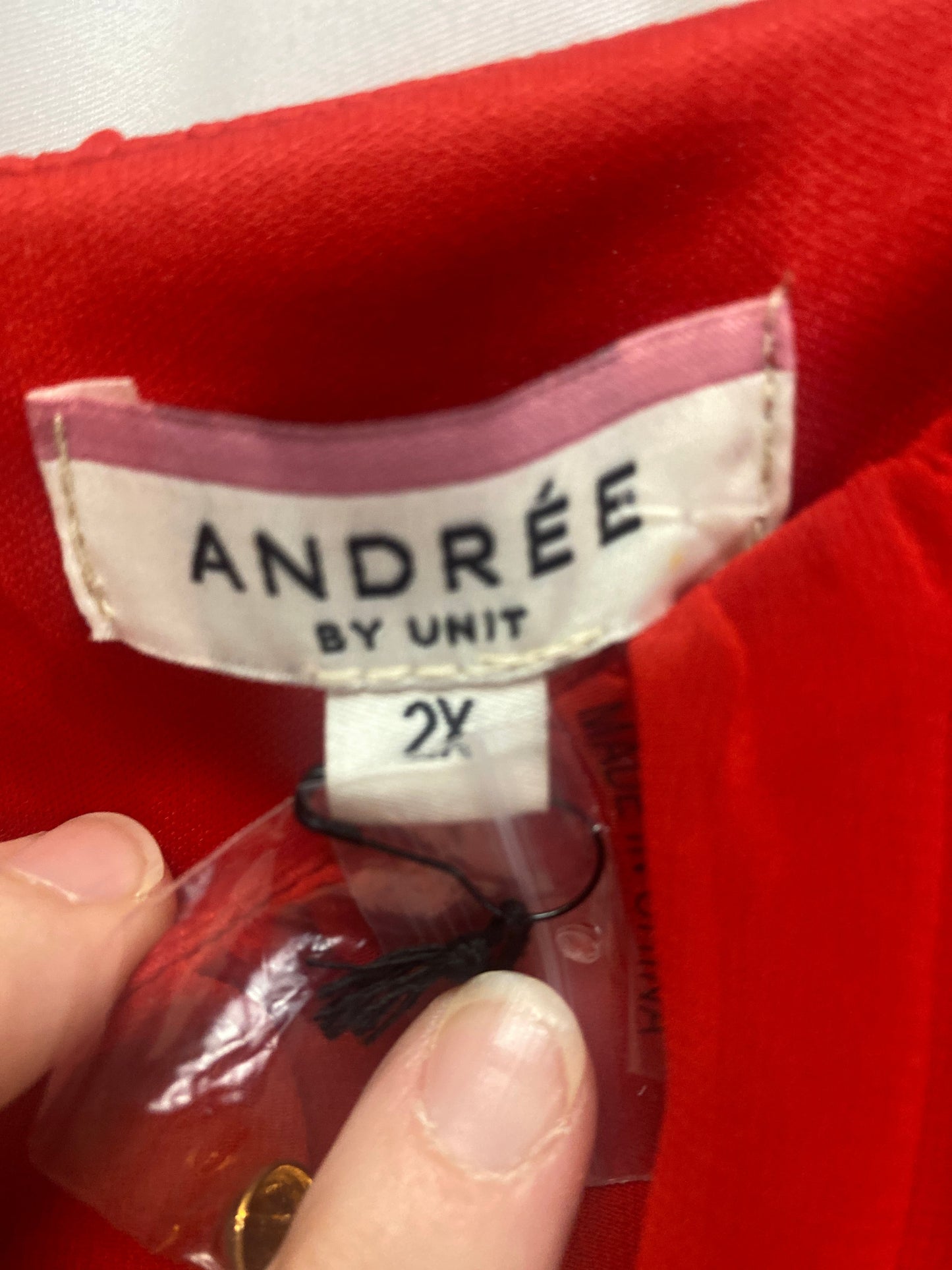 Top Long Sleeve By Andree By Unit In Red, Size: 2x