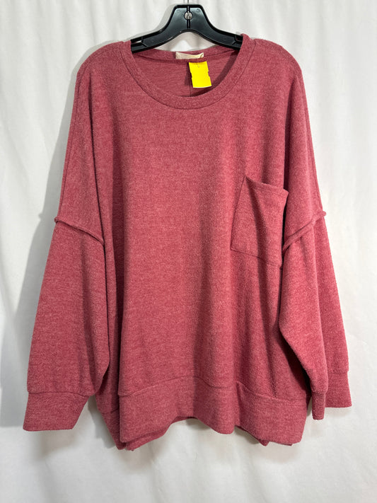 Top Long Sleeve By Zenana Outfitters In Pink, Size: Xl