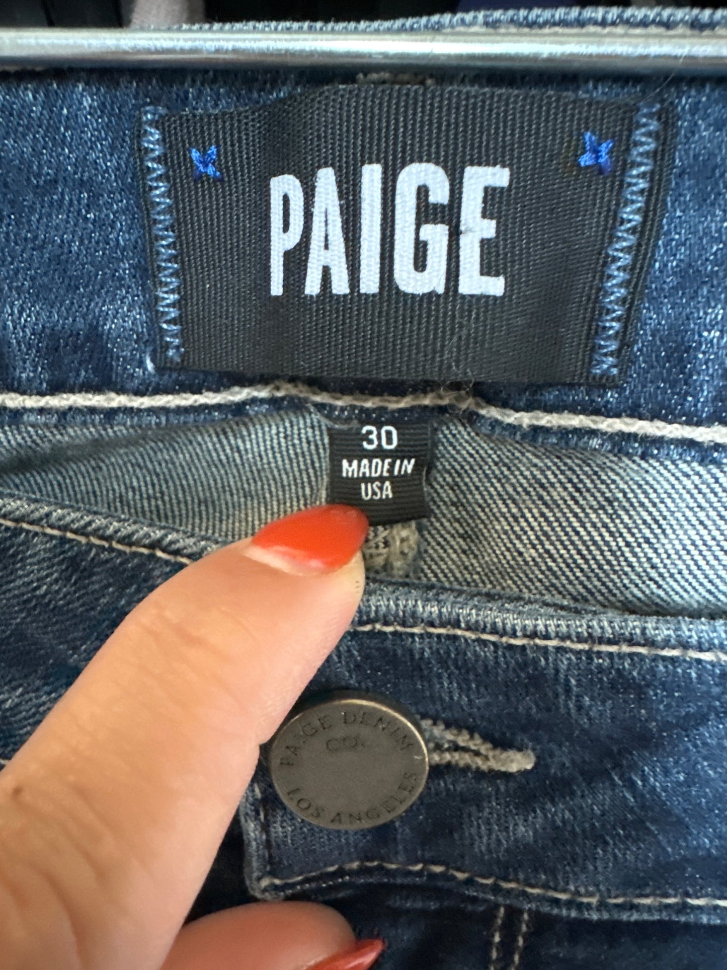 Jeans Skinny By Paige In Blue Denim, Size: 10