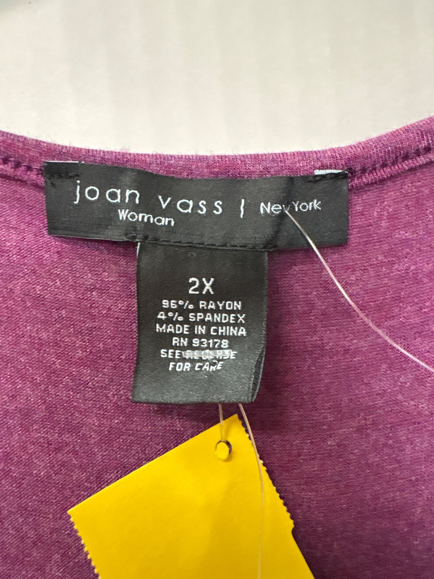 Top 3/4 Sleeve By Joan Vass In Purple, Size: 2x