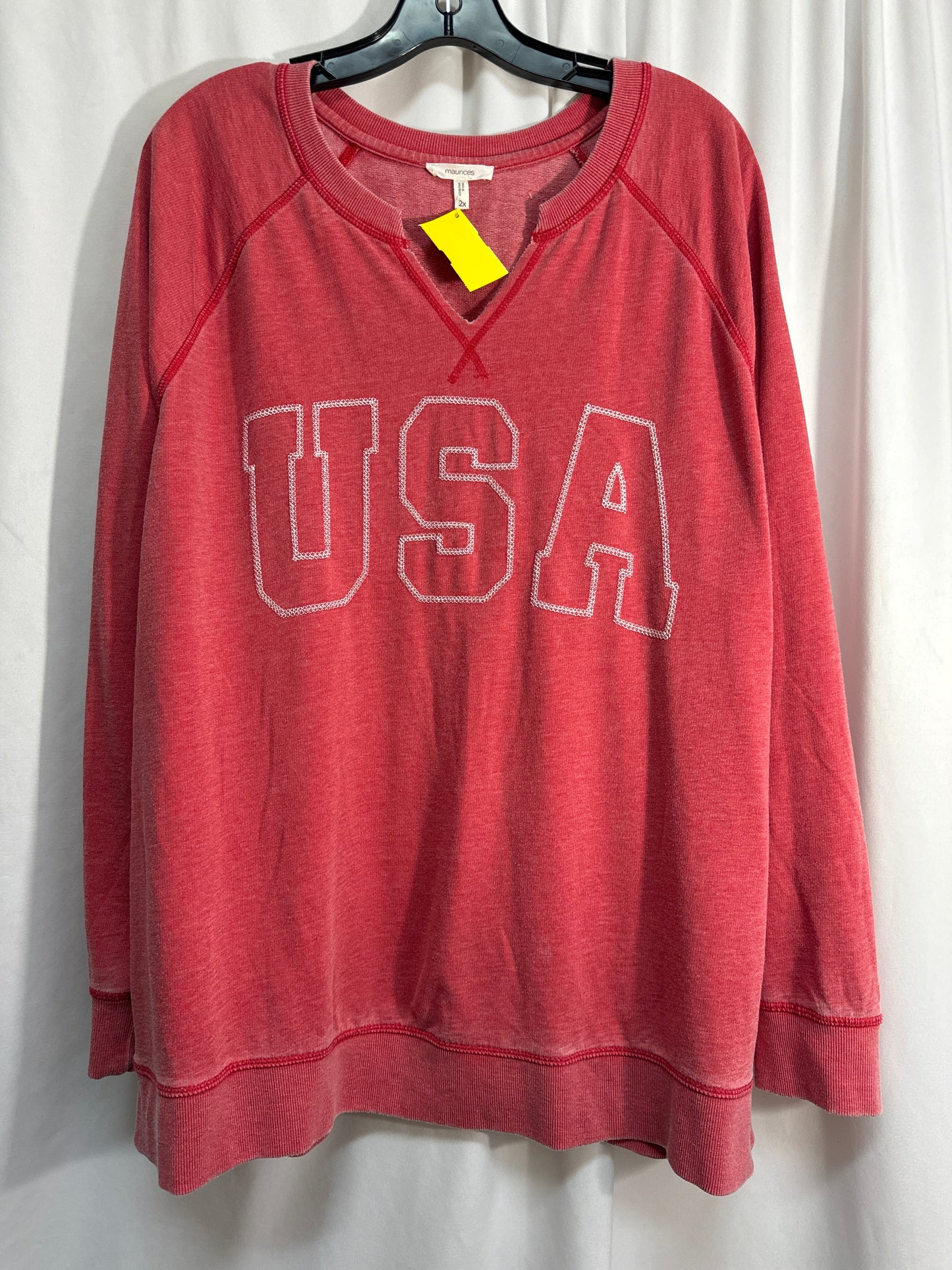 Top Long Sleeve By Maurices In Red, Size: 2x