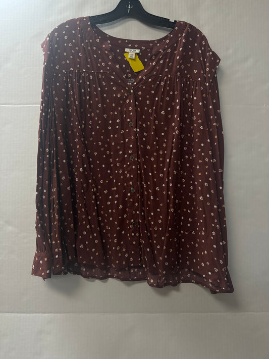 Top Long Sleeve By Ana In Brown, Size: Xxl