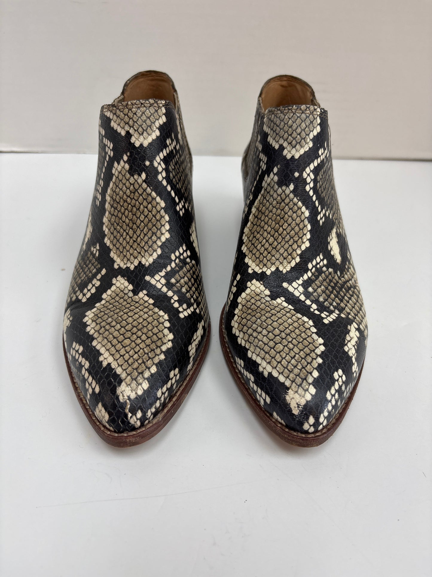 Boots Ankle Heels By Madewell In Snakeskin Print, Size: 7.5