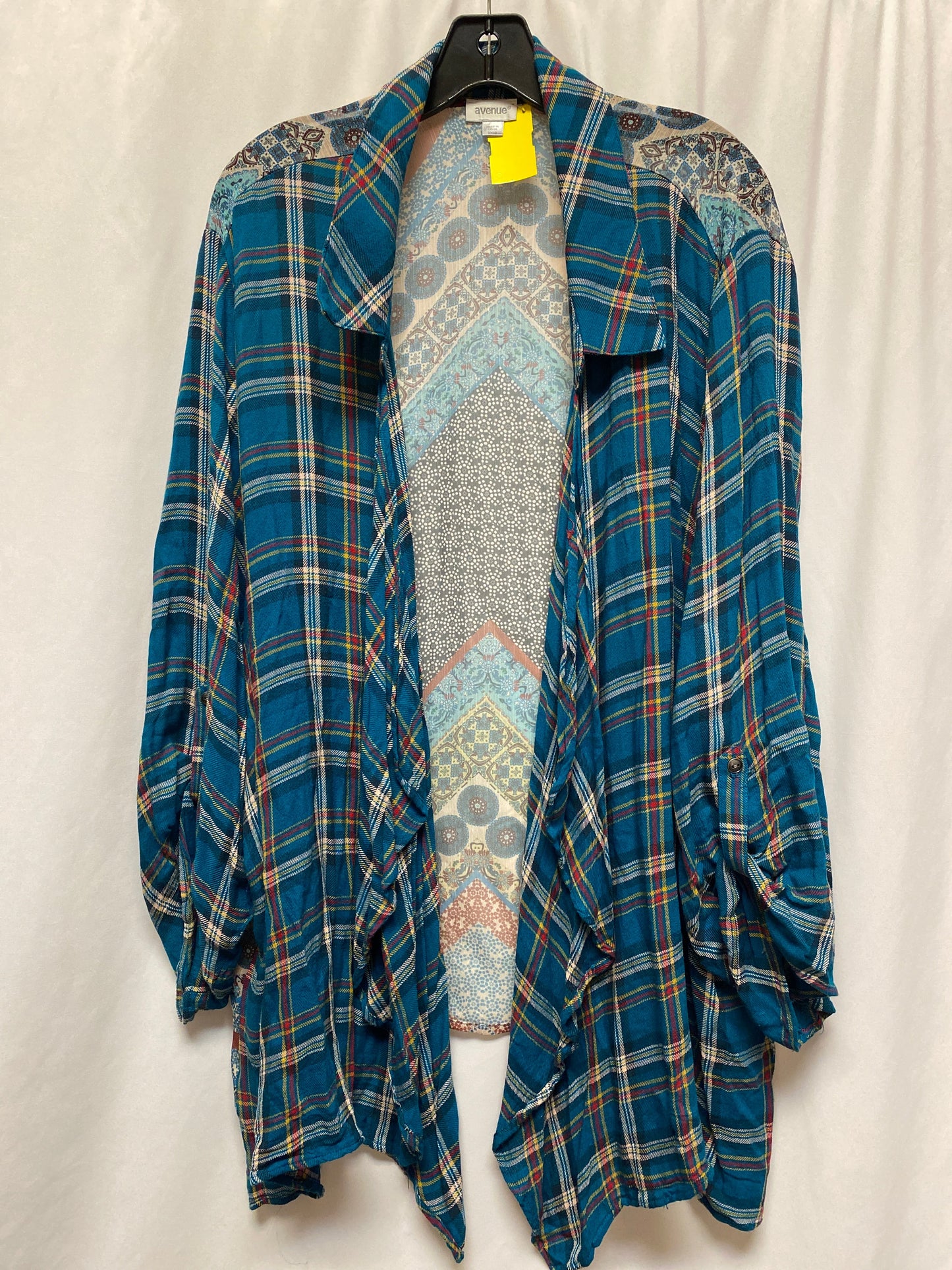 Cardigan By Avenue In Blue, Size: 4x