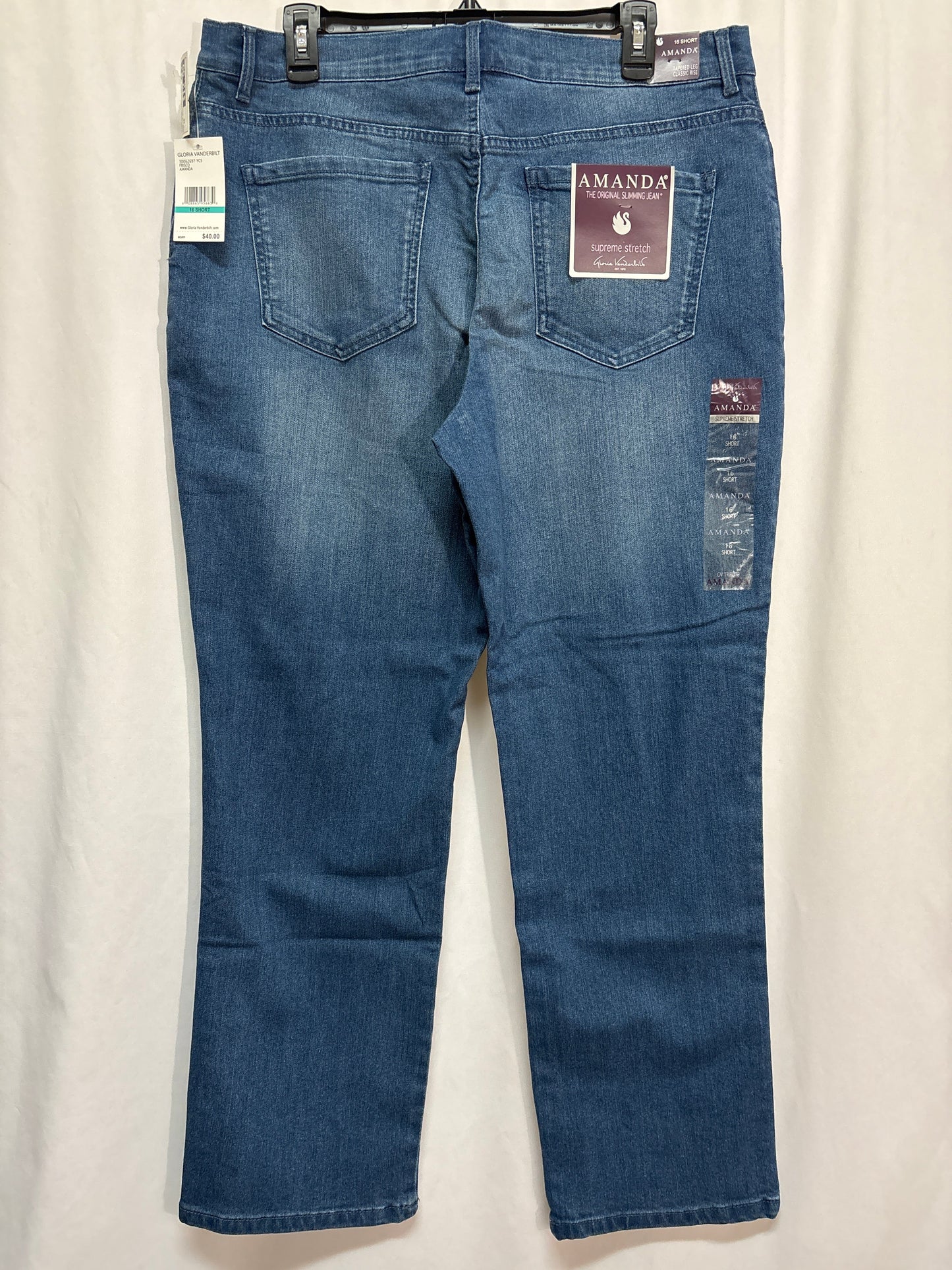 Jeans Straight By Gloria Vanderbilt In Blue Denim, Size: 16