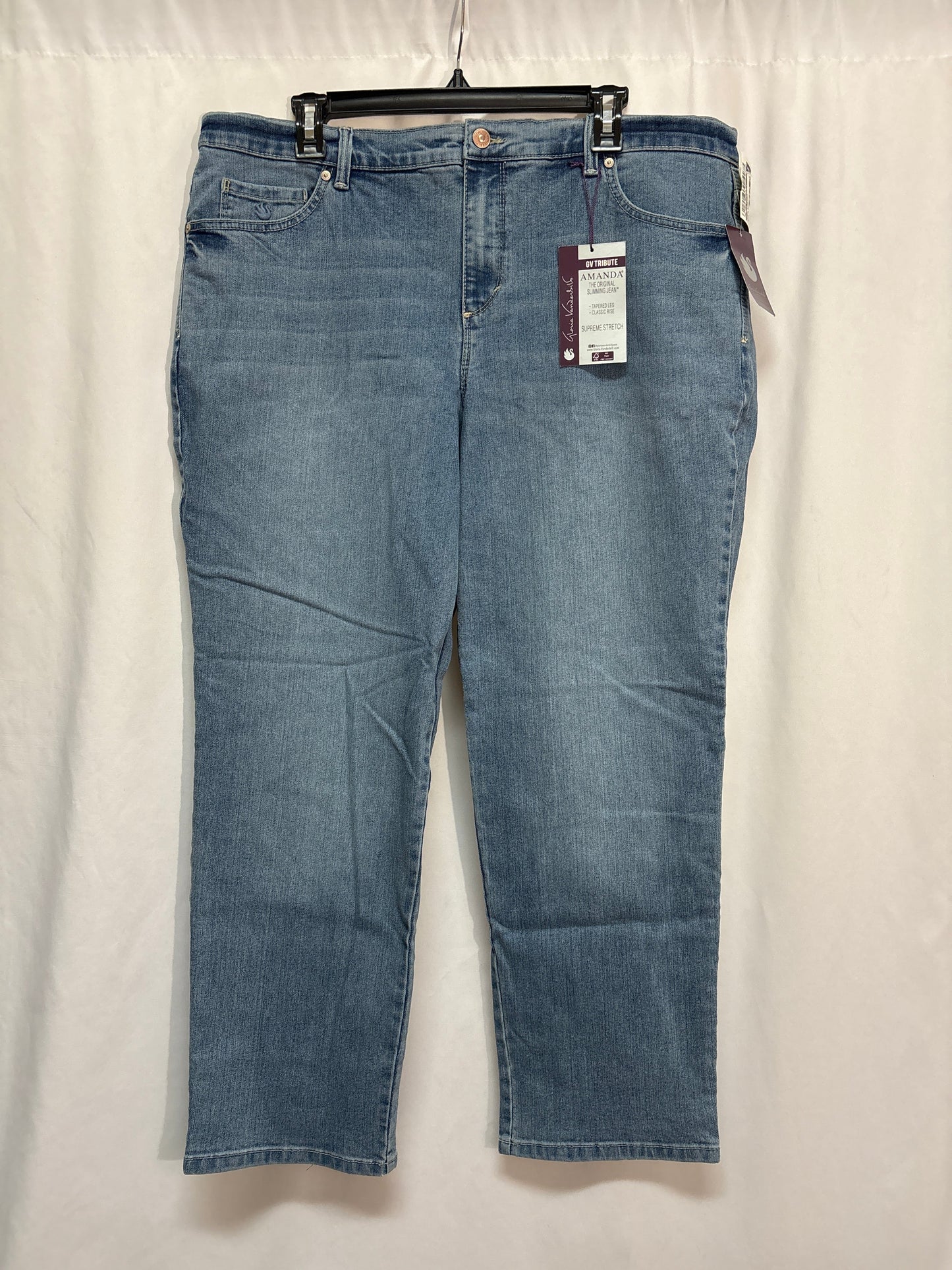 Jeans Straight By Gloria Vanderbilt In Blue Denim, Size: 16