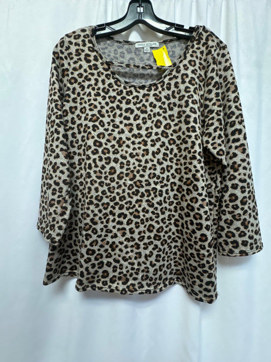 Top 3/4 Sleeve By Green Envelope In Animal Print, Size: Xl