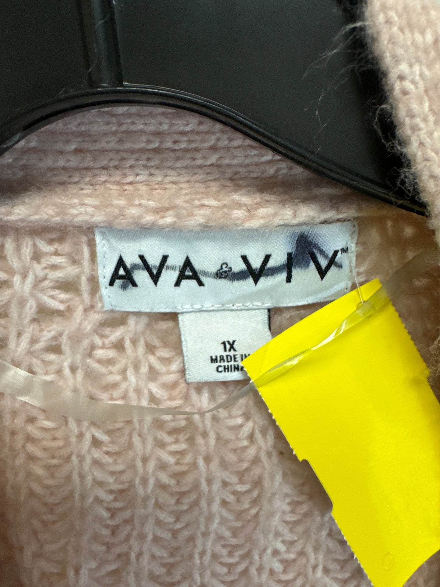 Sweater Cardigan By Ava & Viv In Pink, Size: 1x