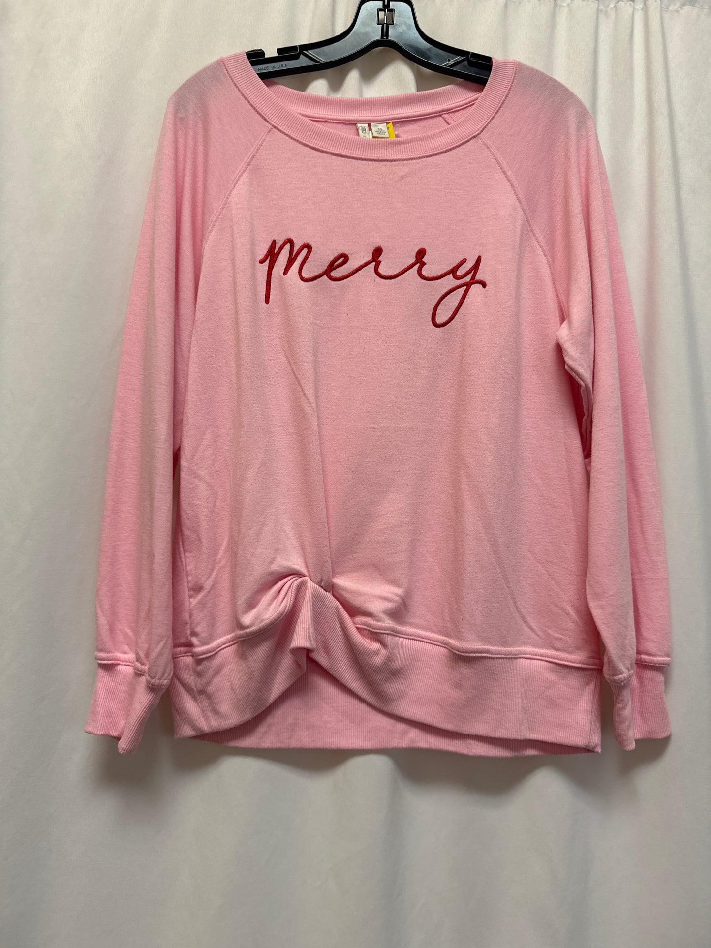 Top Long Sleeve By Cato In Pink, Size: M