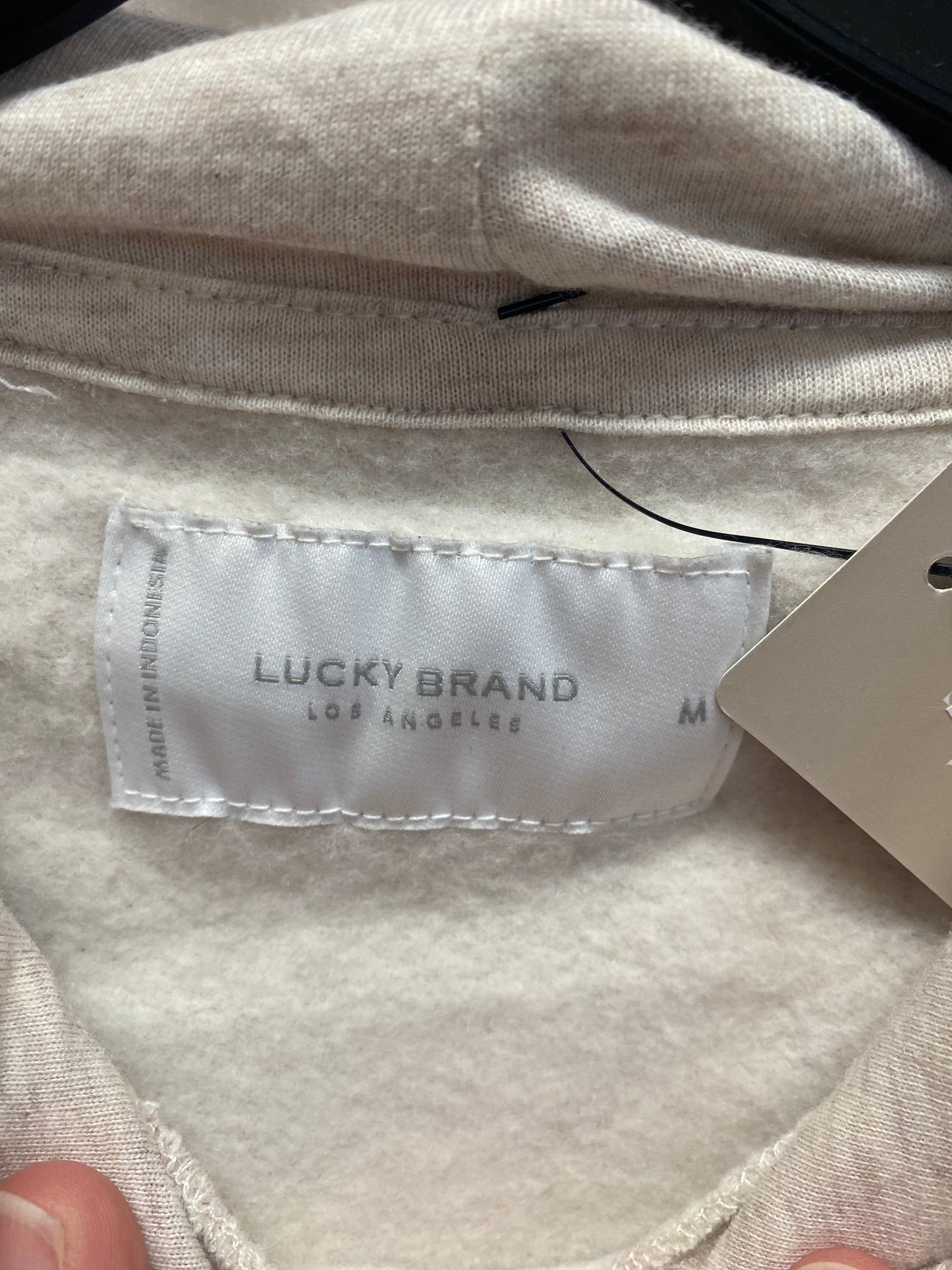 Sweatshirt Hoodie By Lucky Brand In Cream, Size: M